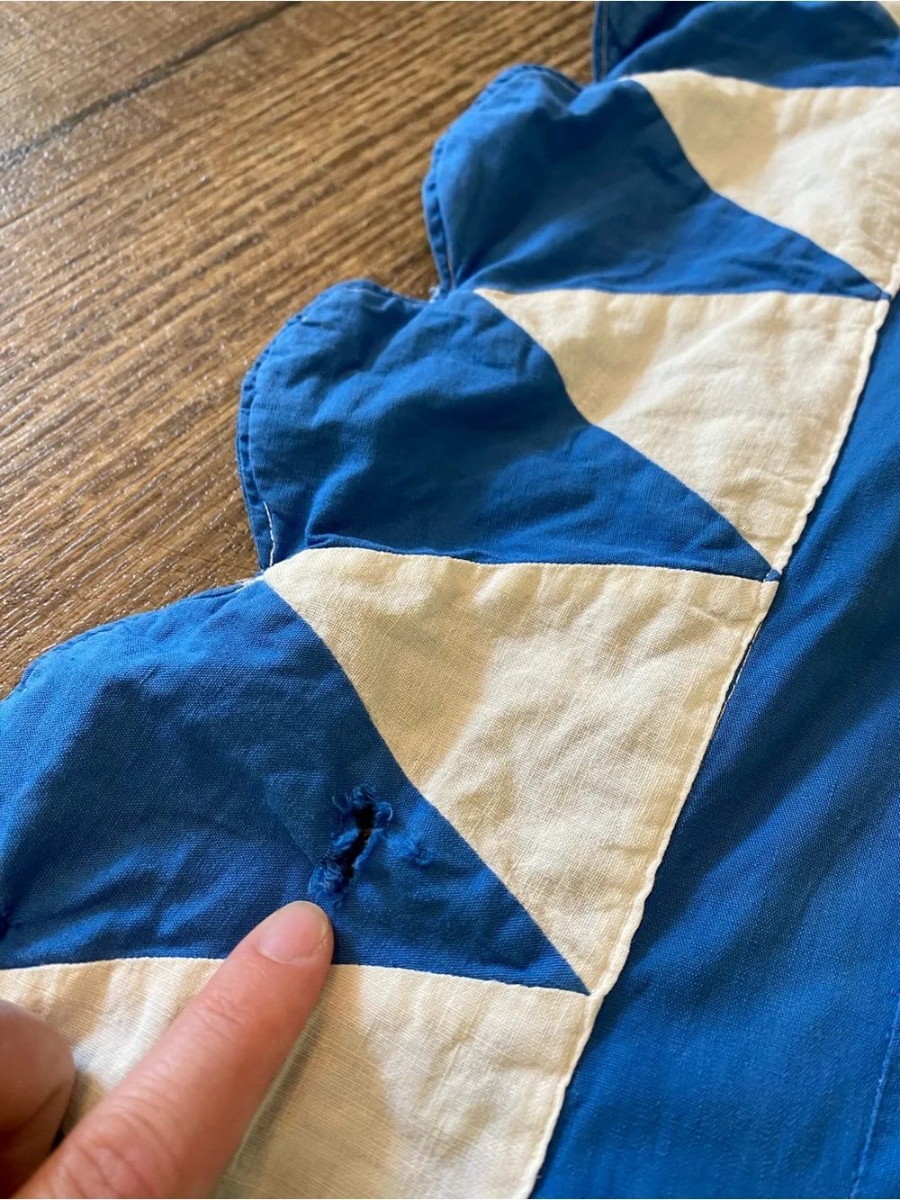 Hand-Embroidered Blue & Vintage Quilt